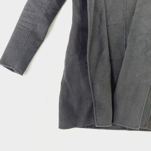 Tahari Marla Open Front Wool Coat Shawl Collar Black Comfy Winter Jacket Z27 - Picture 3 of 8